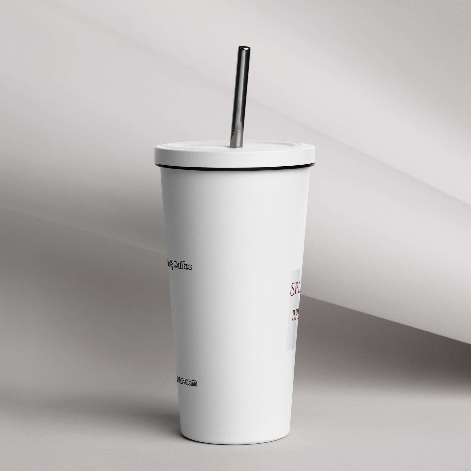 Insulated tumbler with a straw